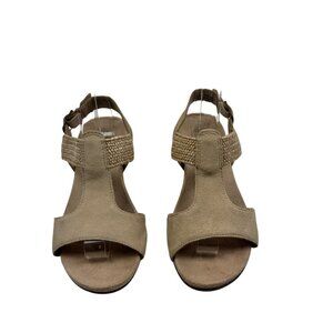 Vionic Kaytie Natural Raffia/Woven Cork Wedge Comfort Sandals Women's Size 7